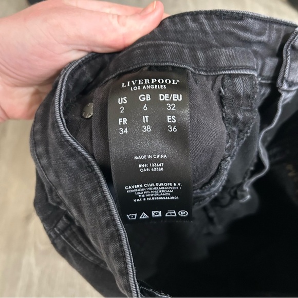 Liverpool Los Angeles Washed Charcoal Black Skinny Jeans Women’s Size 2/26” - Picture 6 of 8